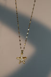 18K Gold Stainless Steel Diamond Starfish Pearl Necklace