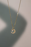 18K Gold Vermeil Moonstone Moon Necklace