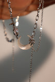 Platinum Plated Moon Star Chain Necklace