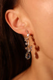 14K Real Gold Plated Diamond Butterfly Blue Drop Earrings