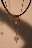 14K Real Gold Plated Diamond Pole Star Layer Necklace