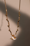 18K Real Gold Plated Diamonds Natural Shell Moon Necklace