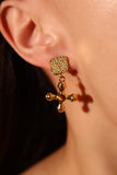 18K Gold Stainless Steel Tigerite Cross Earrings