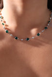 Platinum Plated Multi Green Gems Necklace