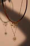 14K Real Gold Plated Diamond Pole Star Layer Necklace