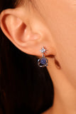 Platinum Plated Moonstone Star Earrings