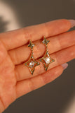 14K Real Gold Plated Diamond Star Earrings