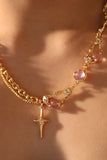 18K Real Gold Plated Purple Glitter Gem Star Necklace