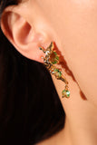 18K Real Gold Plated Green Gem Fairy Earrings