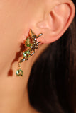 18K Real Gold Plated Green Gem Fairy Earrings