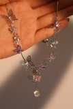 Multi Color Gem Butterfly Necklace