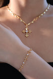 18K Real Gold Plated Diamond Cross of Hearts Necklace