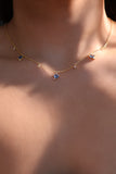 18K Gold Vermeil Multi Blue Gem Necklace