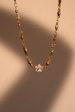 18K Real Gold Plated Diamond Flower Necklace