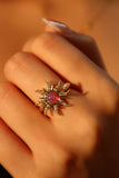 14K Gold Plated Purple Opal Sun Ring