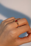 14K Real Gold Plated Blue Gem Red Opal Ring