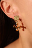 18K Gold Stainless Steel Tigerite Cross Earrings