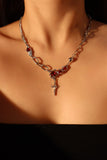 Platinum Plated Red Gem Star Necklace