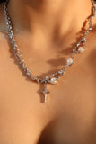 Platinum Plated Pearl Star Necklace