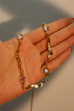 18K Real Gold Plated Multi Moonstones Wave Necklace