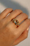 Gold 5 PCS Bundle- Y2K Gemstone Rings + Blue Opal Heart Necklace