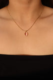 18K Real Gold Plated Stainless Steel Pink Opal Pendant Necklace