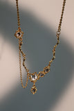 18K Real Gold Plated Diamond Dangle Necklace