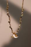 18K Real Gold Plated Diamonds Natural Shell Moon Necklace