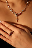 Platinum Plated Red Gem Star Necklace