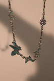 Platinum Plated Blue Butterfly Fluttering Necklace