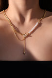 18K Real Gold Plated Moonlight Saturn Star Pearl Chain Necklace