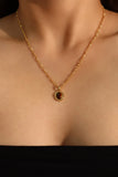 18K Real Gold Plated Tigerite Brown Gem Pendant Necklace