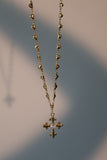 18K Real Gold Plated Diamond Cross of Hearts Necklace