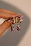 14K Real Gold Plated Purple Butterfly Drops Earrings