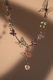 Multi Color Gem Butterfly Necklace