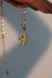 18K Gold Stainless Steel Diamond Starfish Pearl Necklace