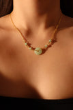 18K Real Gold Plated Multi Jade Necklace