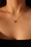 18K Real Gold Plated Purple Opal Heart Necklace