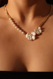 18K Real Gold Plated White Camellia Flower Necklace