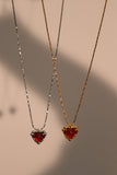 18K Real Gold Plated Natural Red Carnelian Heart Necklace