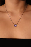 Platinum Plated Purple Opal Heart Necklace