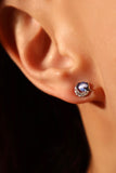 925 Sterling Silver Moonstone Moon Star Stud Earrings