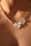 18K Real Gold Plated White Camellia Flower Necklace