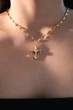 18K Real Gold Plated Diamond Cross of Hearts Necklace