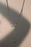 Platinum Plated Moon Star Chain Necklace