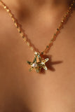 18K Gold Stainless Steel Diamond Starfish Pearl Necklace