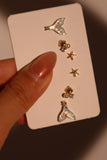 6 Pcs Starfish + Mermaid Tail Earrings Bundle