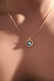 18K Real Gold Plated Blue Opal Saturn Star Necklace