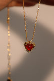 18K Real Gold Plated Natural Red Carnelian Heart Necklace