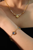 18K Real Gold Plated Multi Deep Blue Moonstones Bracelet